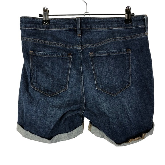 Old Navy Dark Blue Wash Distressed Rolled Hem Denim Shorts 4 - Picture 2 of 3